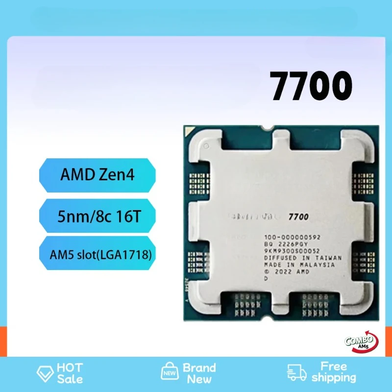 7700 Novo CPU Processor R7 7700 Brand Am5 Processor 5NM L3=32M 65w TDP For DDR5 B650m Aorus AX wifi Motherboard