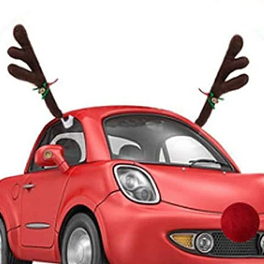 Christmas Car Decoration Supplies Deer Decors Xmas Vehicle Party Holiday Antler Festival Ornament Accessory Tail Cars