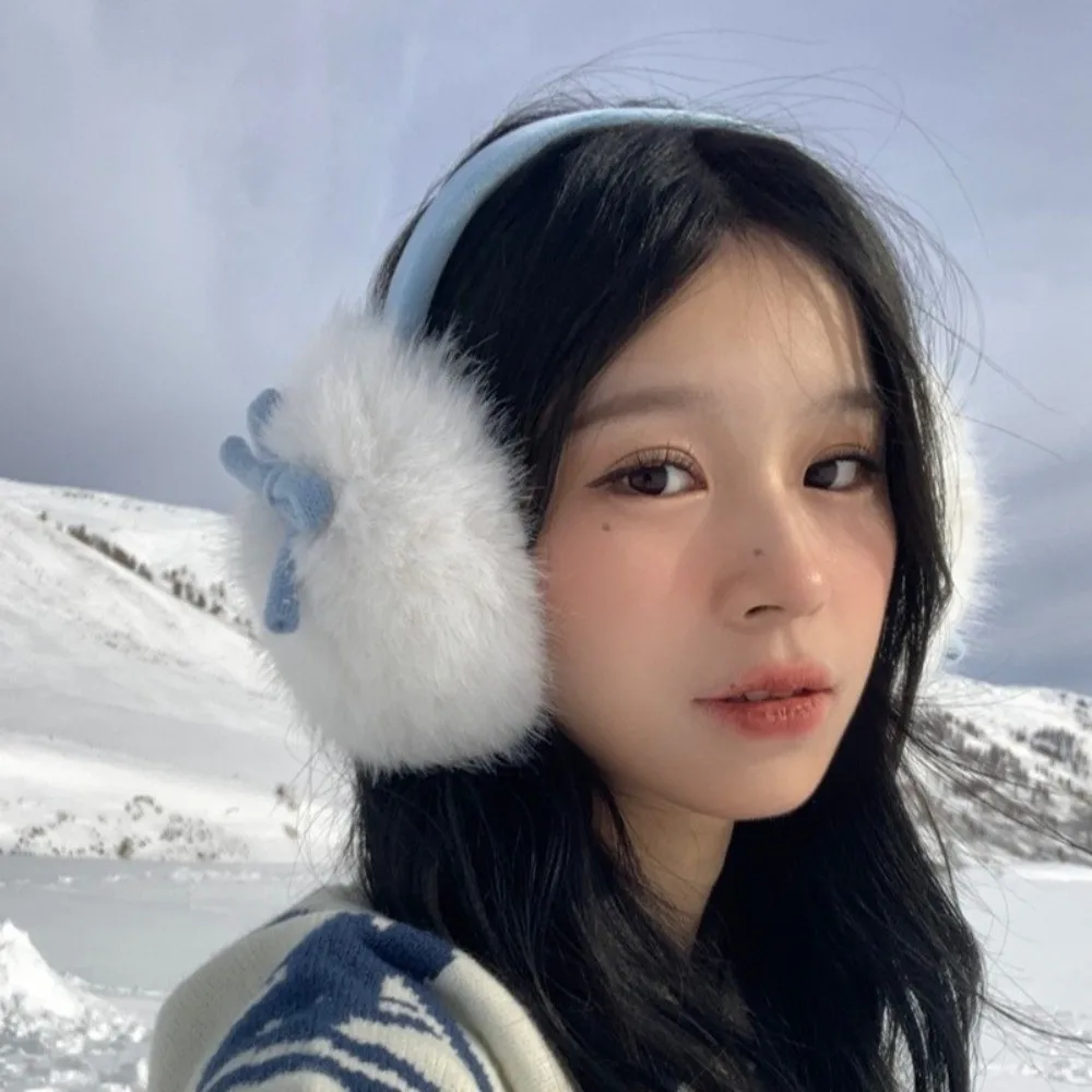 مريحة رشاقته Bowknot أفخم غطاء للأذنين يندبروف مطاطا لطيف غطاء للأذن الدفء مكافحة تجميد الدافئة سماعات الأذن ركوب