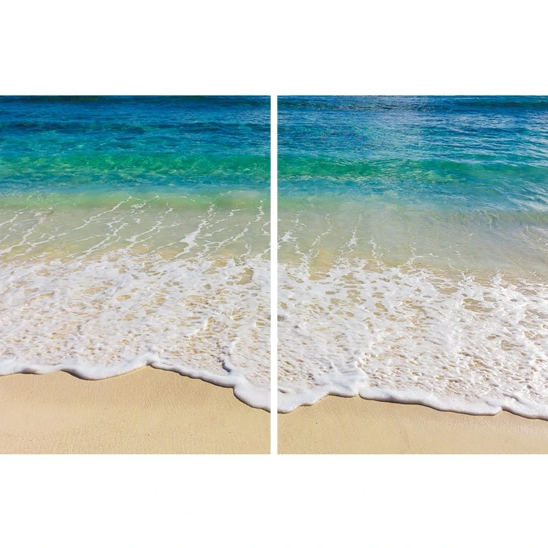 E7CD Removable Beach Floor Sticker Bathroom 3D Ocean Wall Decal Creative Floor Tiles Painting Murals Sticker Wall Decorat