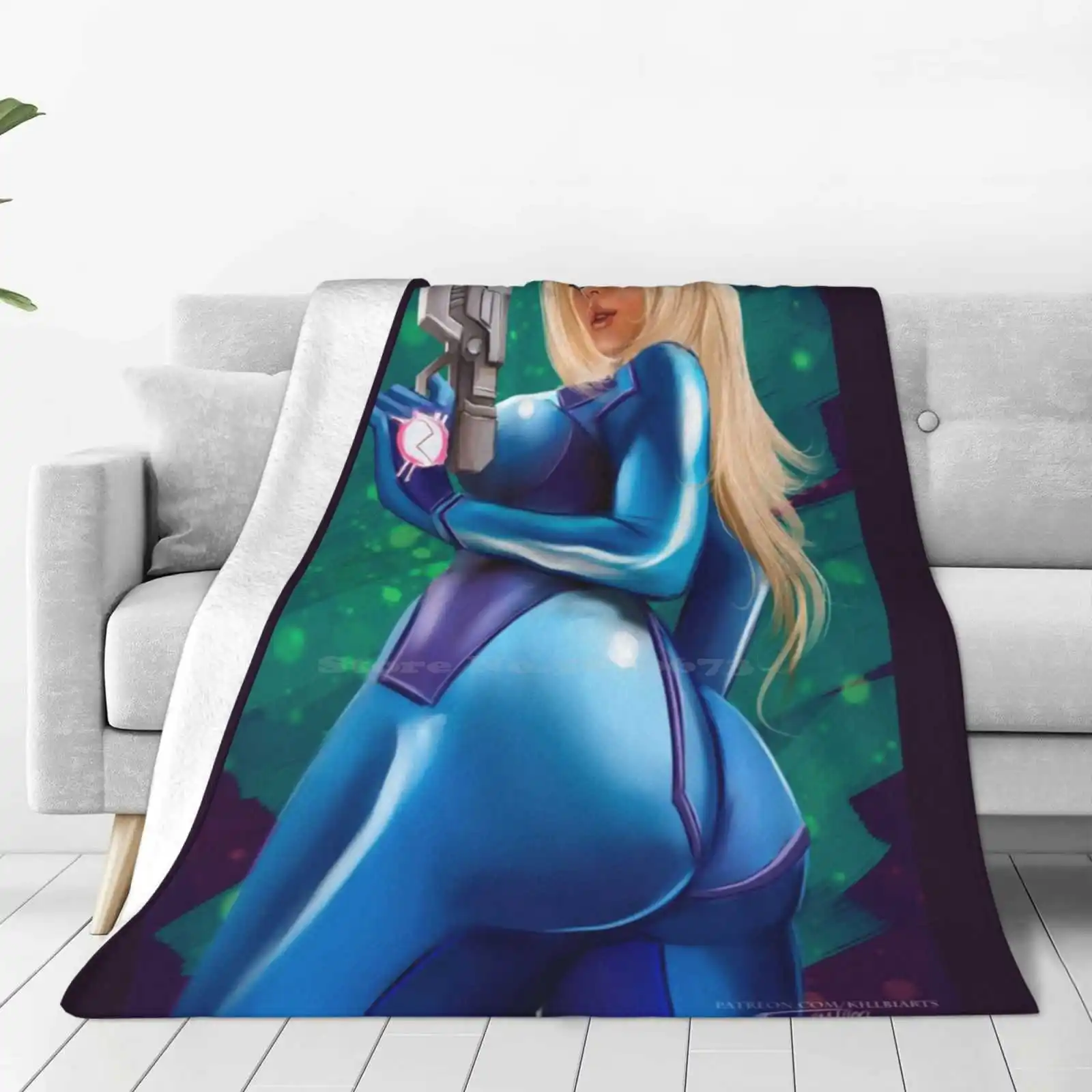 Samus Zero Suit Soft Warm Light Thin Blanket Killbiroarts Samus Zero Suit Up