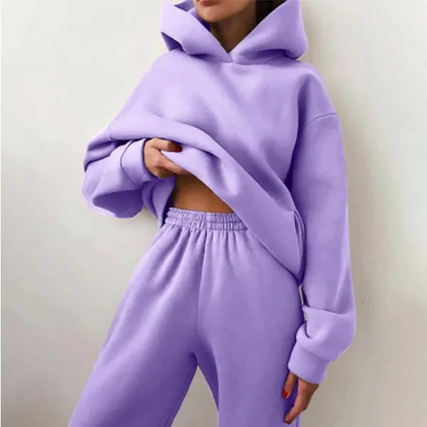 Women\'s Tracksuit Suit Autumn Fashion Warm Hoodie Sweatshirts Two Pieces Oversized Solid Casual Hoody Pullovers Long Pant Sets