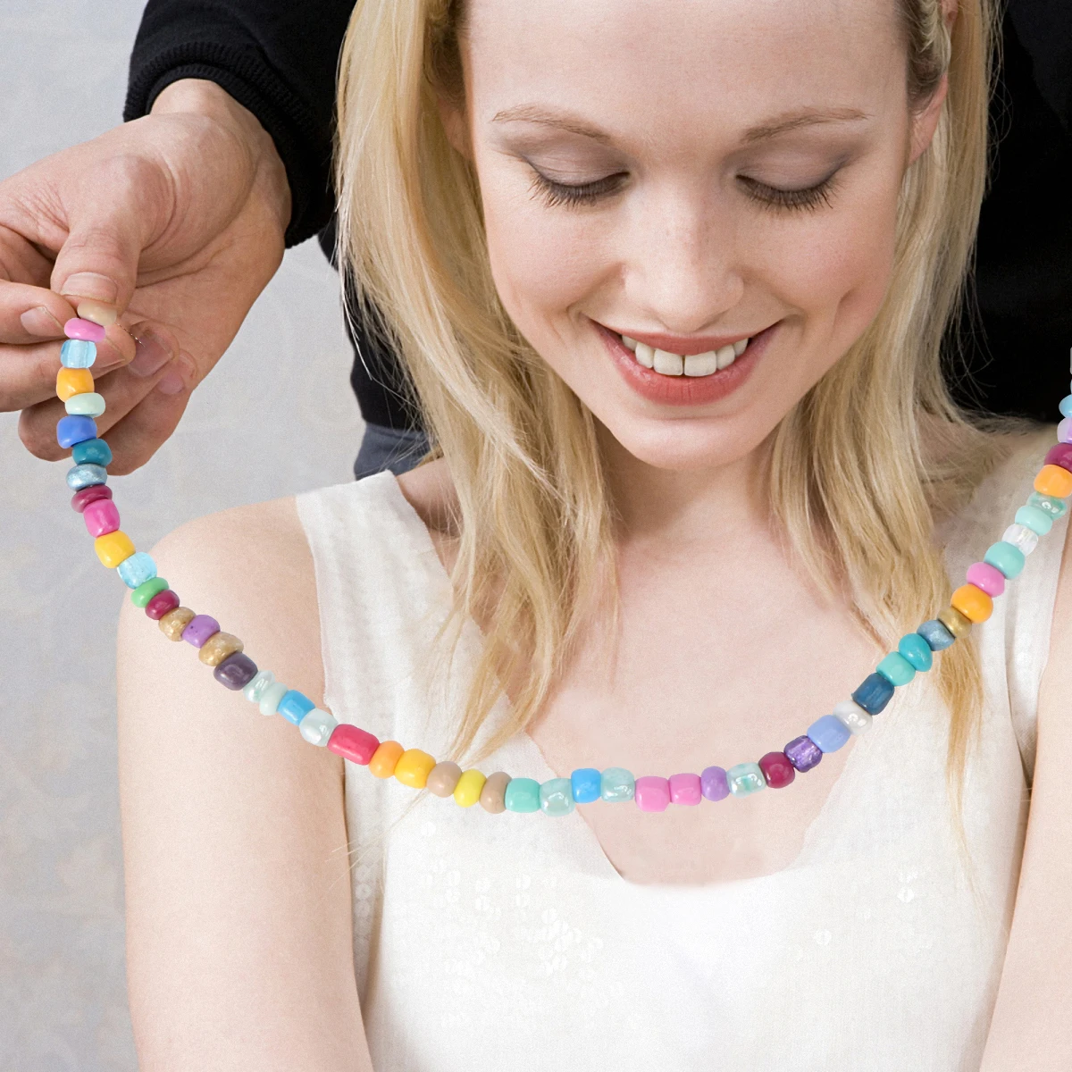 

Bohemian Short Necklace Handmade Universal Beads Jewelry For Women Ladies Girls Golden White Sky-Blue Stylish Elegant Beach Wear