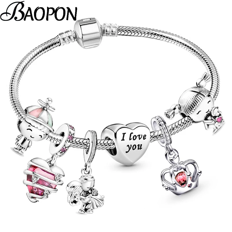 Romantic Style Jewelry Charm Bracelets With Family Love Beads Bracelet For Women Couples Pulseras Jewelry Gift Special Offer