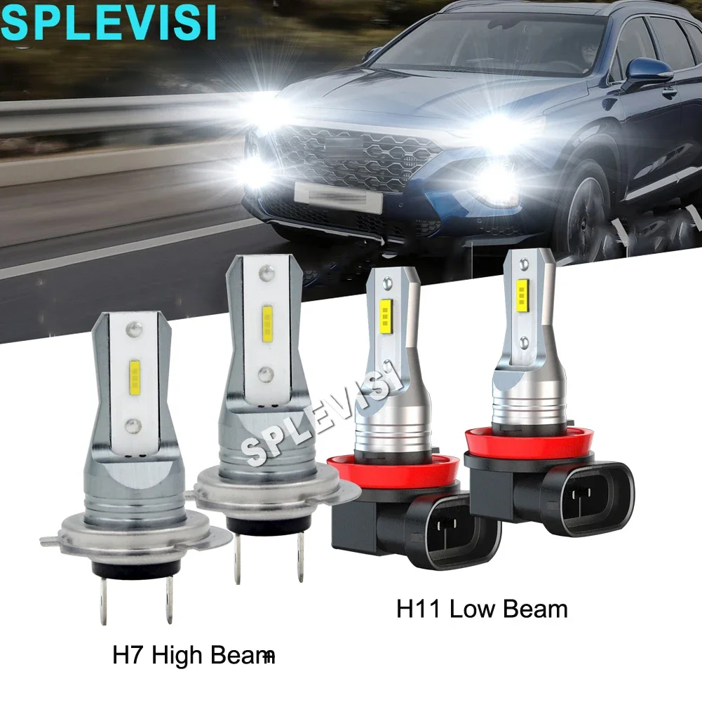 H7 H11 LED Headlight Light Hi Low Beam White car lights For Hyundai Santa Fe 2007 2008 2009 2010 2011 2012 Kia Sorento 2017 2018