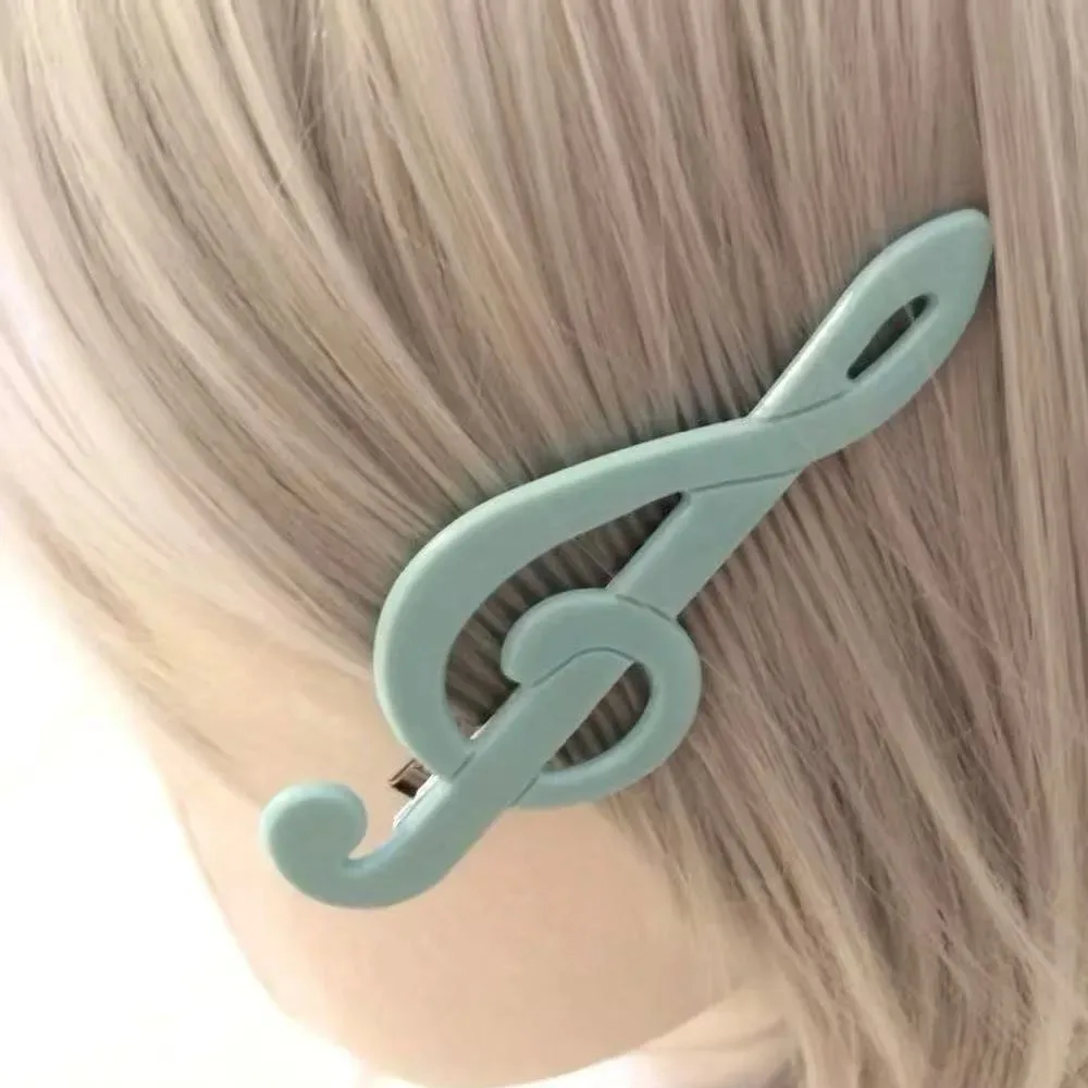 Acessórios de Cabelo Estilo Y2K com Símbolos Musicais, Vintage, Doce e Fofo, Clipe de Cabelo Ciano, Nova Sensação de Moda e Arte 2025