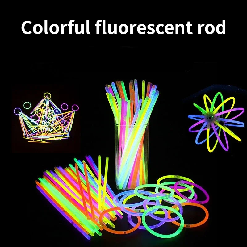 

Party Fluorescence Light Colorful Glow Sticks Bracelets Necklaces Glowing Stick For Wedding Festive Vocal Concert Home Supplies