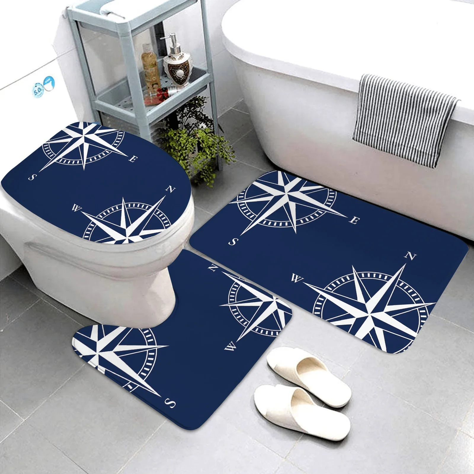 dark blue nautical series bathroom rugs and mats bathroom mats three-piece set bathroom products bathroom mats can be customized