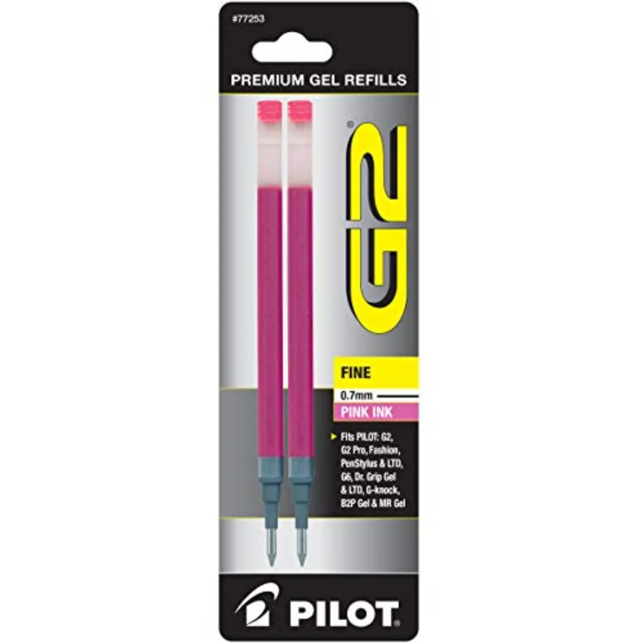 

, G2 Gel Ink Refills, Fine Point 0.7 mm, Pink, Pack of 2