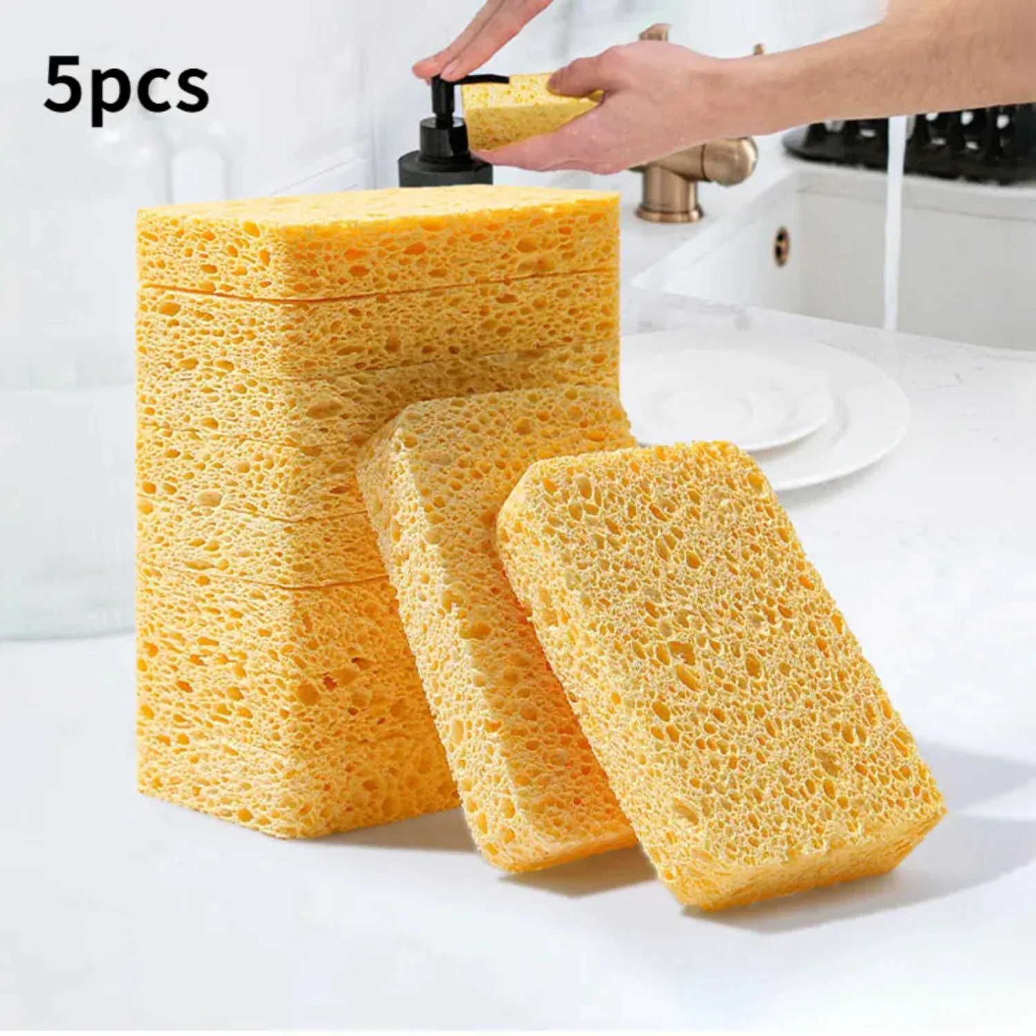 Effortless and Easy Cleaning with 5-Piece Absorbent Non-stick Sponge Dishwashing Brush and Rag Set for a Spotless Kitchen Experi