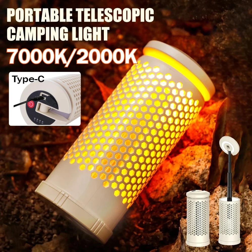 

Bright LED Camping Light USB Rechargeable Lamp Dual Color 4 Modes Light Outdoor Hanging Camping Portable Lantern Tent Lamp