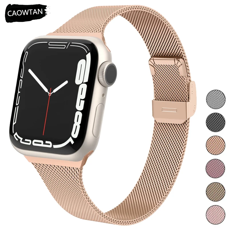 Cinturino sottile sottile per cinturino Apple Watch 49mm 45mm 41mm 44mm 40mm Bracciale in acciaio inossidabile per IWatch Ultra 2 Serie 9 8 7 6 SE 5 4