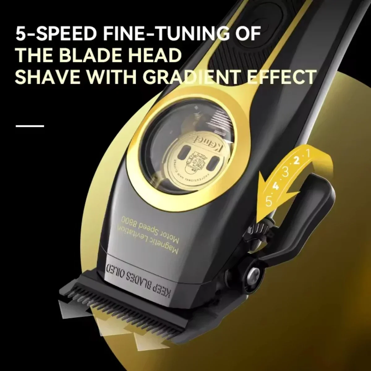 Kemei Hair Trimmer Professional Hair Clipper Maglev Motor Haircut Machine Charging Base Hair Clipper Trimmer for Men KM-2373 image 3