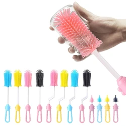 Bottle Brush for Baby Feeding Bottle Silicone Pacifier Brush Deep Cleaning Ergonomic Handle Nipple Brush Cleaner