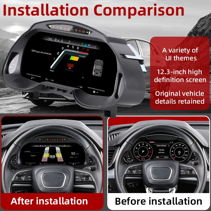 12.3-inch HD digital instrument cluster For Audi Q5 (2009–2018) CarPlay Android Auto Speedometer Dashboard 2S Fast Boot PlugPlay