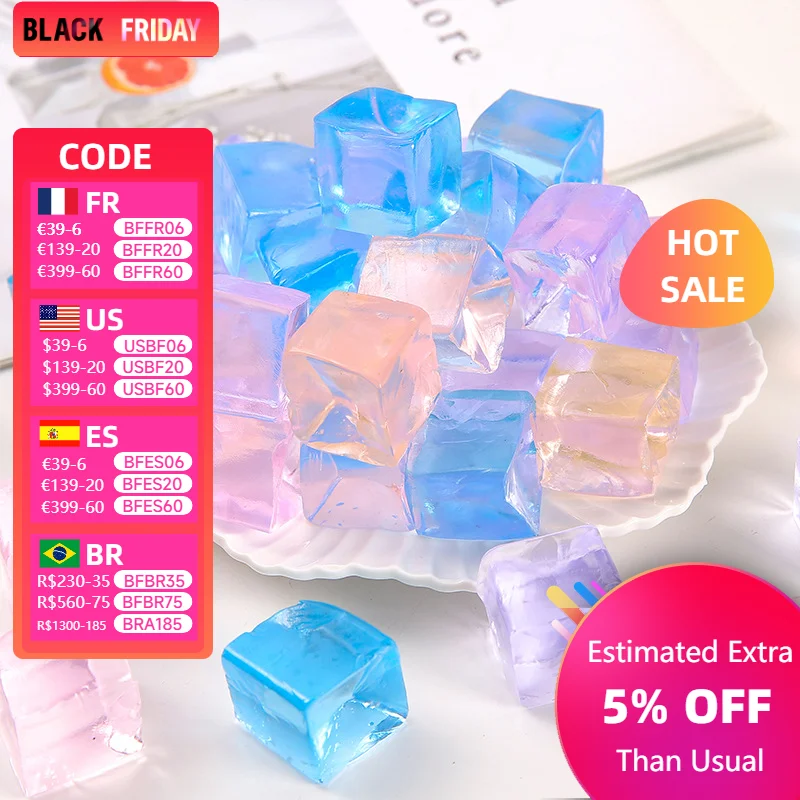 10 Pcs Mini Ice Cube Squishy Toys Release Stress Transparent Small Ice Block Pinch Children Squeezing Toy Birthday Gifts