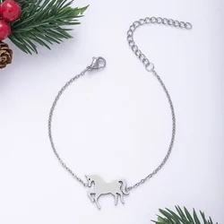 Fashion Stainless Steel Pony Horse Charm Adjustable Bracelets For Women Girls Unicorn Jewelry Accessories