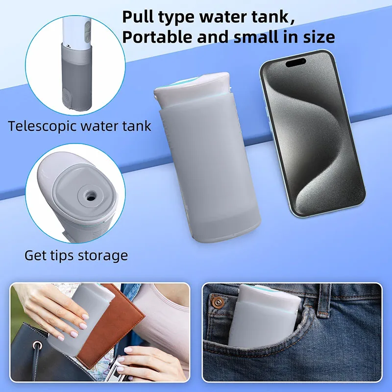 Мини-беспроводной портативный телескопический ирригатор для полости рта, ирригатор для воды, очиститель, 3 режима, Ipx7, водонепроницаемый, для дома, для ухода за зубами