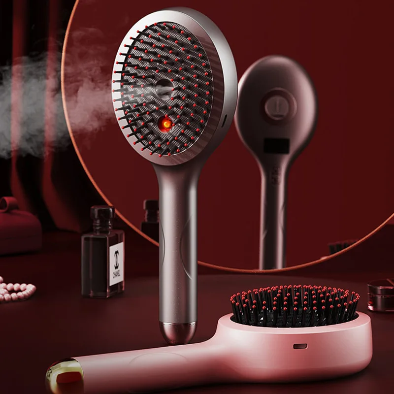 Electric Vibrating Hair Comb With Red Light And Nutrient Mist For Scalp Relaxation And Detangling Ideal Gift For Women And Men