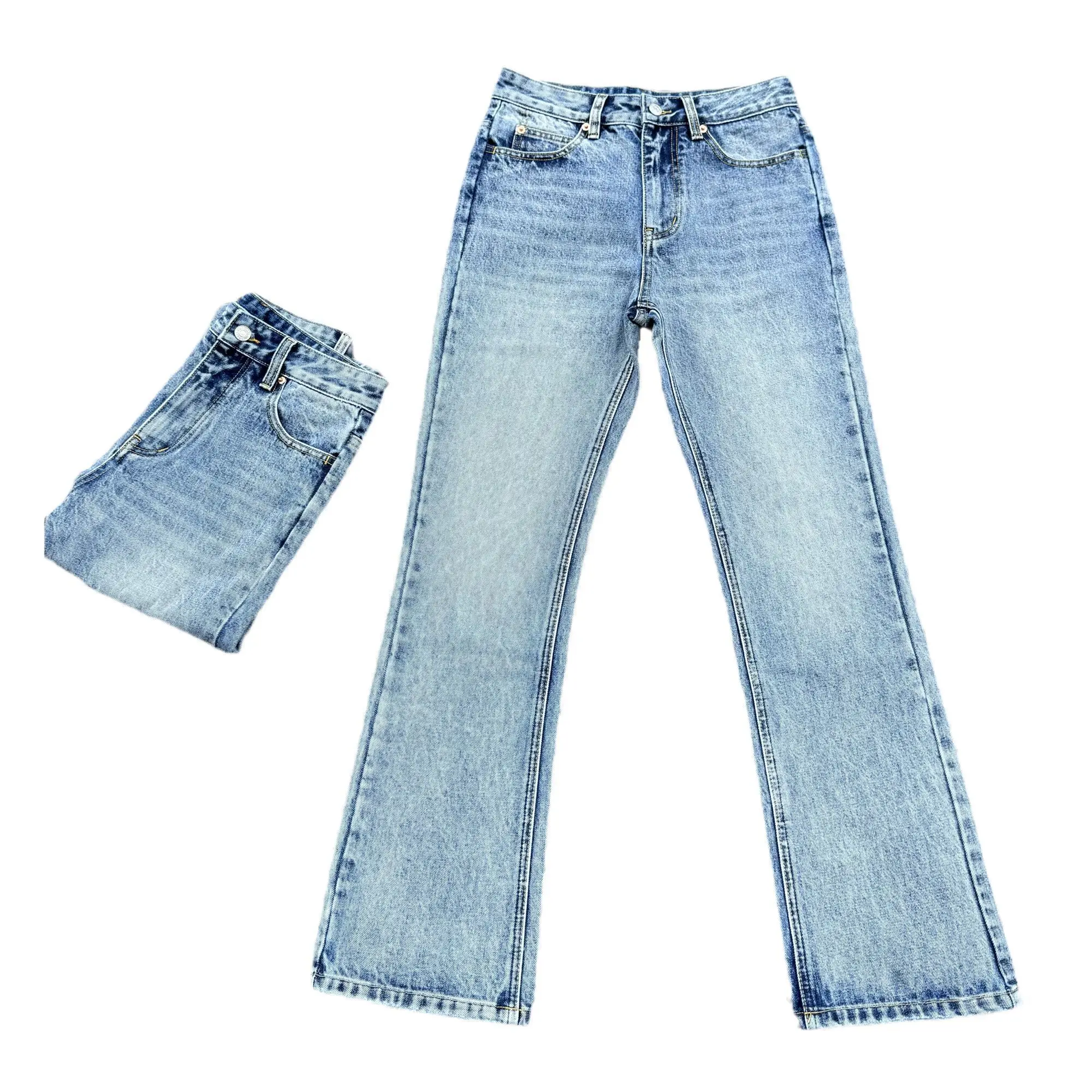 กางเกงยีนส์หรูสำหรับผู้ชาย กางเกงยีนส์ระดับไฮเอนด์ของแท้ ทรงคลีนฟิต ไมโครพูล ลายหิมะ กางเกงอเนกประสงค์สำหรับผู้ชาย