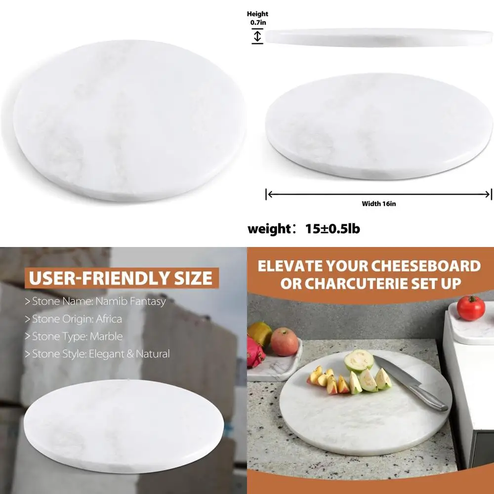 

Разделочная доска из натурального африканского мрамора, 16-дюймовая круглая кухонная доска ручной работы для сыра, мясных изделий, кондитерских изделий и многого другого