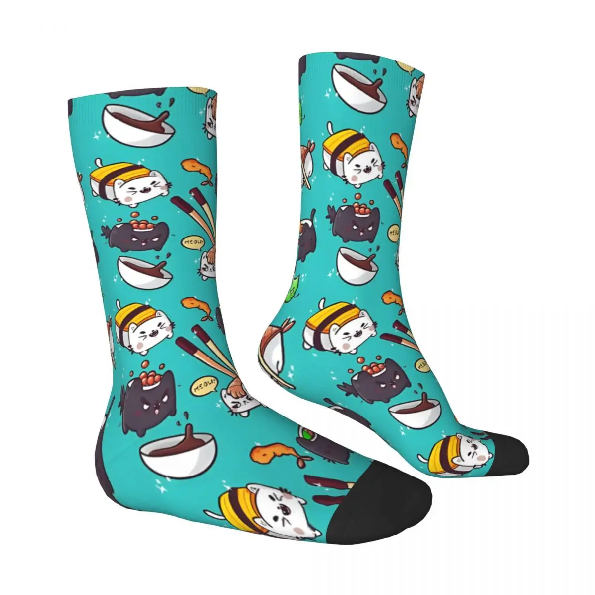 Sushi Cats Cats Socks Male Mens Women Autumn Stockings Hip Hop