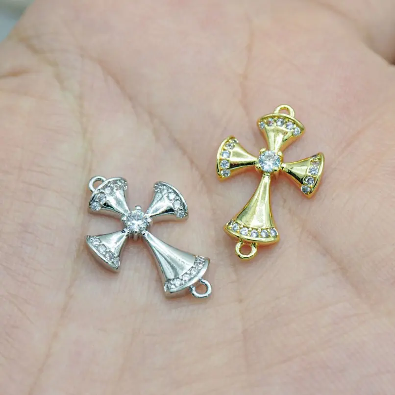 

2Pcs Connector Plated Jesus Christian Crisscross Cross Copper Approx 12x19mm Jewelry Special Gift For Women