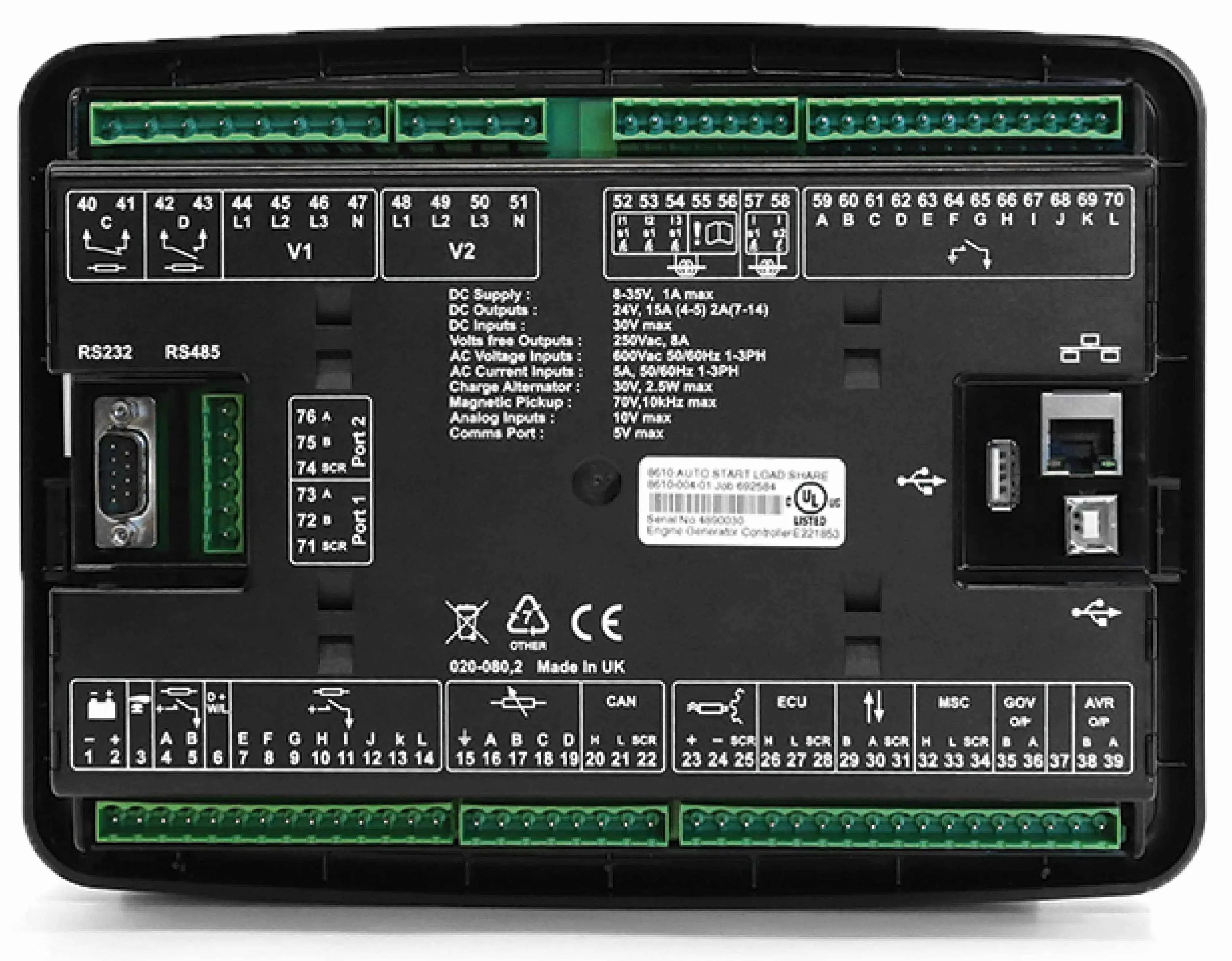 DSE8610 MKII Generator Synchronizing Control Panel Auto Start Load Share Controller Module DSE8610 DSE 8610 Deep Sea 8610