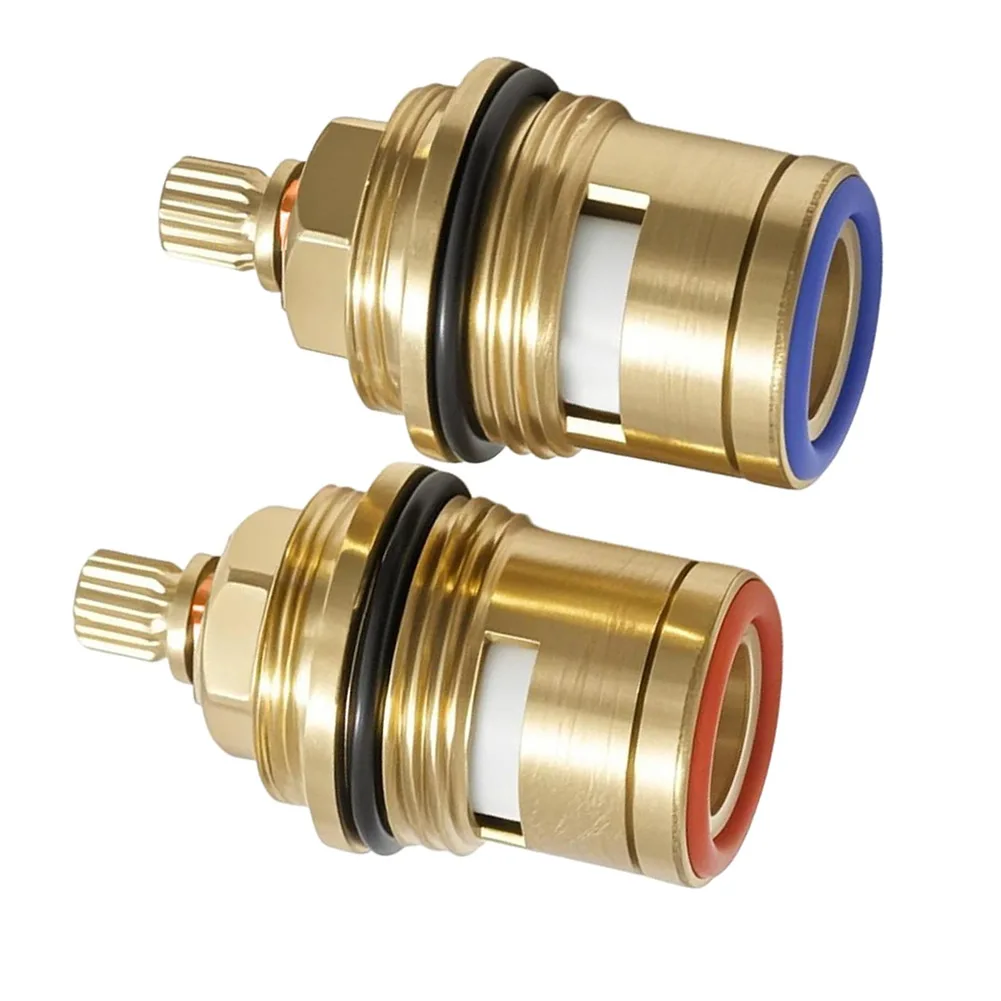 Brass 3/4 Disc Cartridge Kit 2 Pieces for Household Tap Valves with 50mm Core Length and 20 Tooth Operating Stem