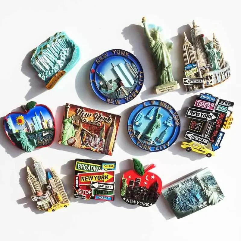 USA Fridge Magnets New York Oscar Magnetic Stickers for Refrigerators Tourist Souvenir Flat Back Resin Decorations for Home