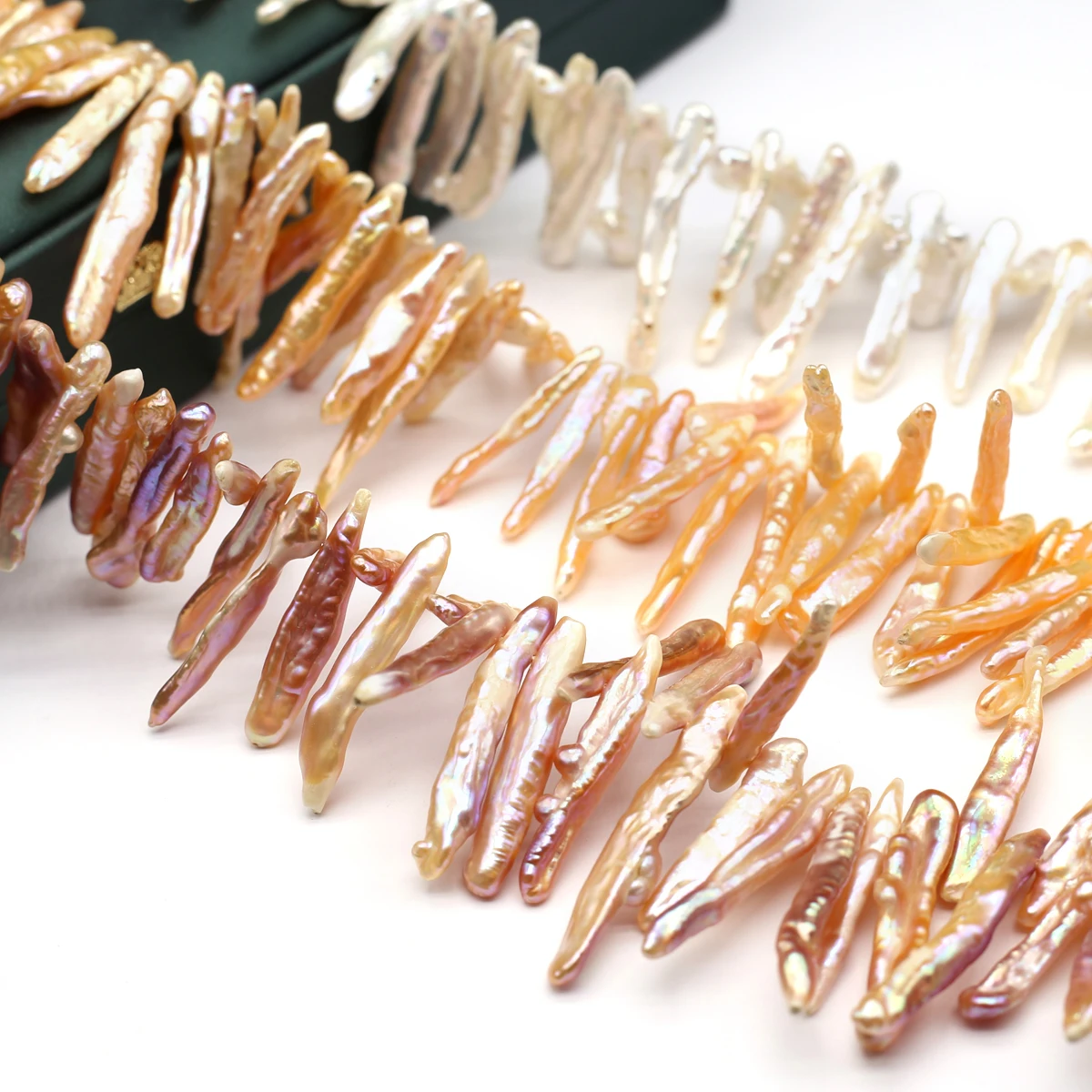 28x5mm Baroque Toothpick Pearls High Quality Natural Freshwater Pearl Rectangular Beads for Jewelry Making DIY Accessories 36cm