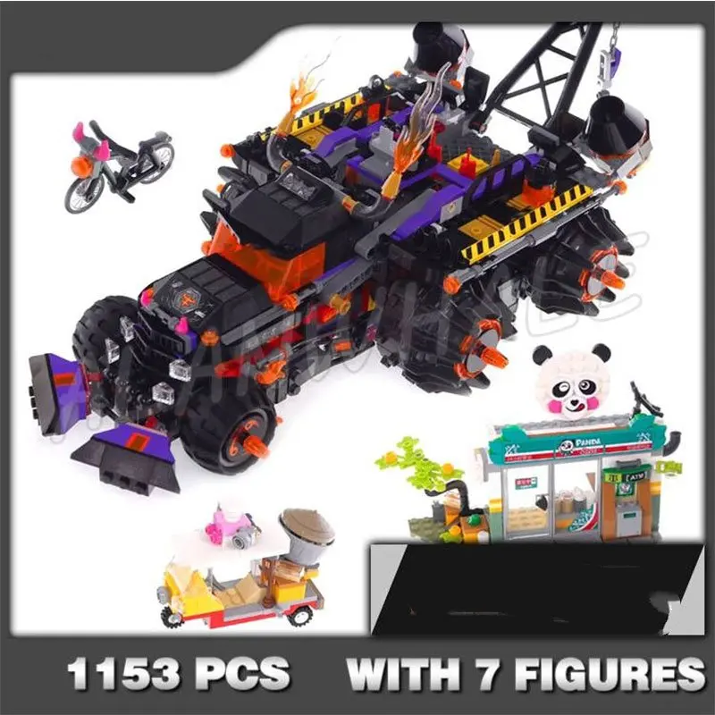 1153pcs Monkie Kid Red Son\'s Armoured Inferno Truck Car Speedy Panda Store 11544 Building Blocks Boys Gift Compatible With Model