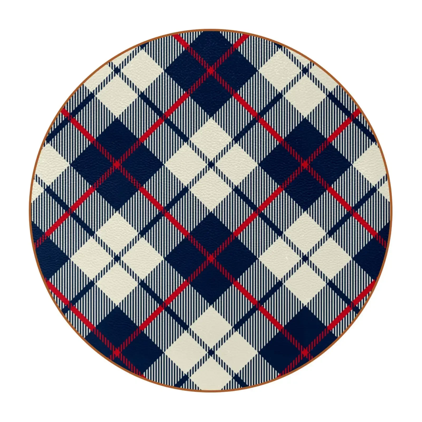 Black White Buffalo Plaid Print Ceramic Coasters Round Drink Coasters Table Protection Mats with Cork Base for Cups Office Home