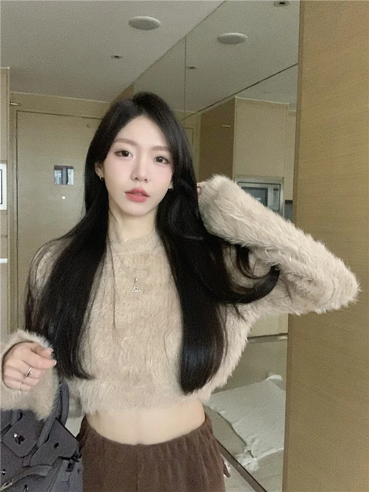 จัมเปอร์Y2kเสื้อดึงFemmeหวานSueter Mujer Cropped Pullvoersสําหรับผู้หญิง2025 Ropa Mujerแฟชั่นถักเสื้อกันหนาวเกาหลี