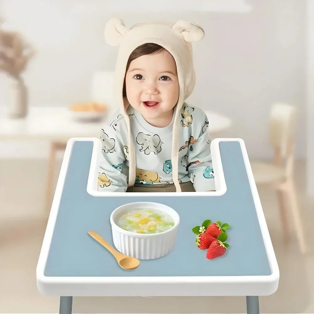 Portable Waterproof Placemat Non-Slip Easy To Clean Table Mats Silicone Solid Color High Chair Mat Toddler Tableware
