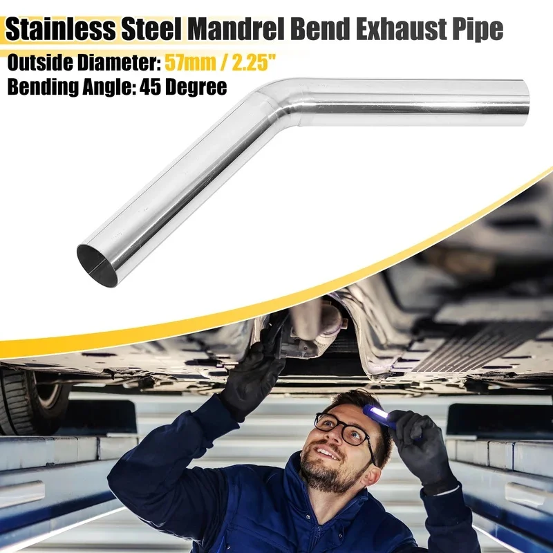 High Quality Uxcell 45 Degree Bend DIY Mandrel Exhaust Pipe Stainless Steel OD 51mm 57mm 76mm 89mm 30cm Length Interior Modifica