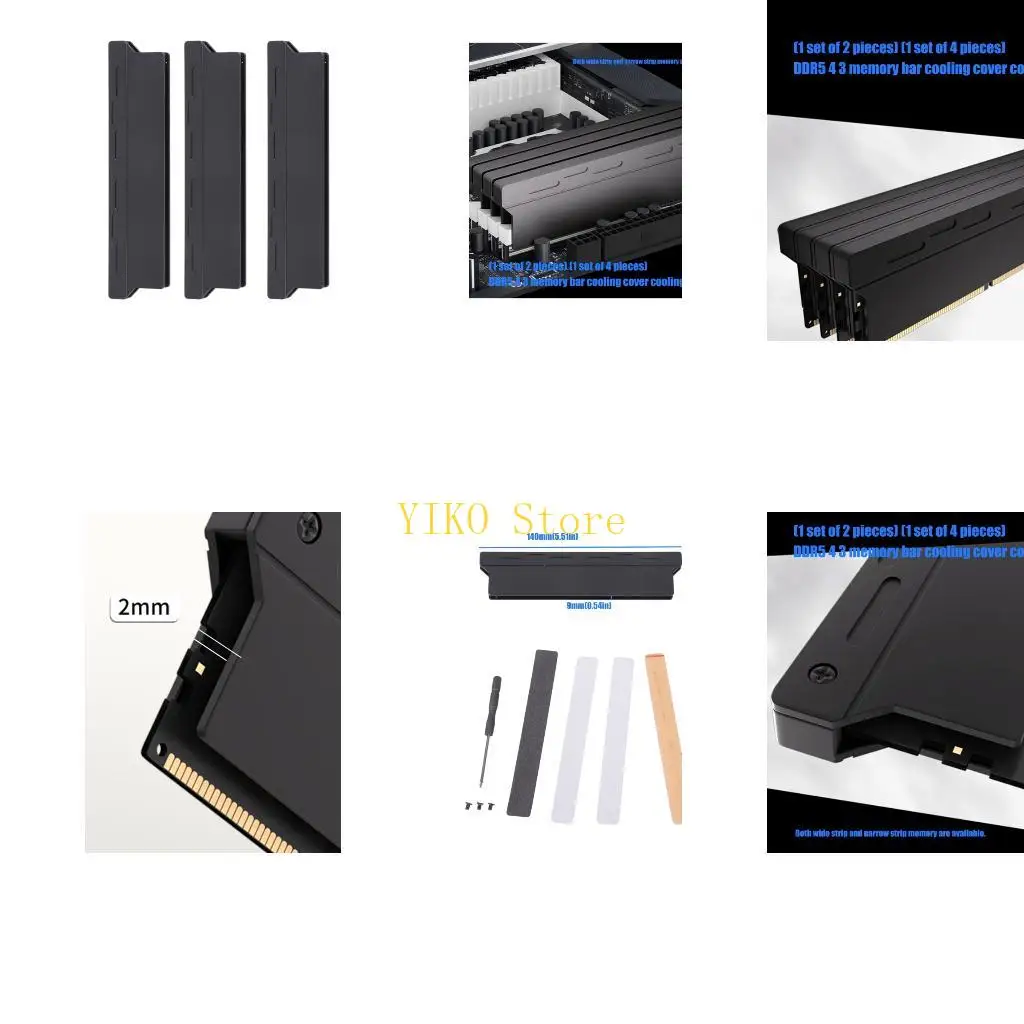 K32C Metal DIMM Cooling Shell for DDR5 DDR4 DDR3 Desktop DDR, Heatsink Coolers for PC Builds, Repairs, and Office Use