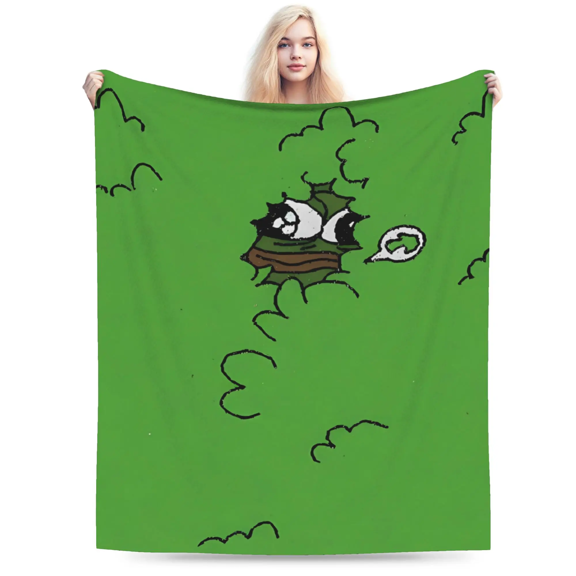Pepe Meme Buried Grass Scene Flannel Blanket  Warm Throw Blanket for Bedroom Camping Novelty Bedspread Sofa Bed Cover