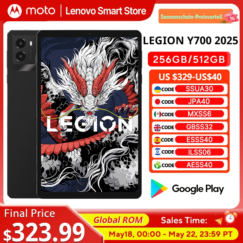 Lenovo LEGION Y700 2025 Tablet Global ROM Snapdragon 8 Gen 3 Octa Core 8.8 Inch 165Hz Display Android 6550mAh Pad PC