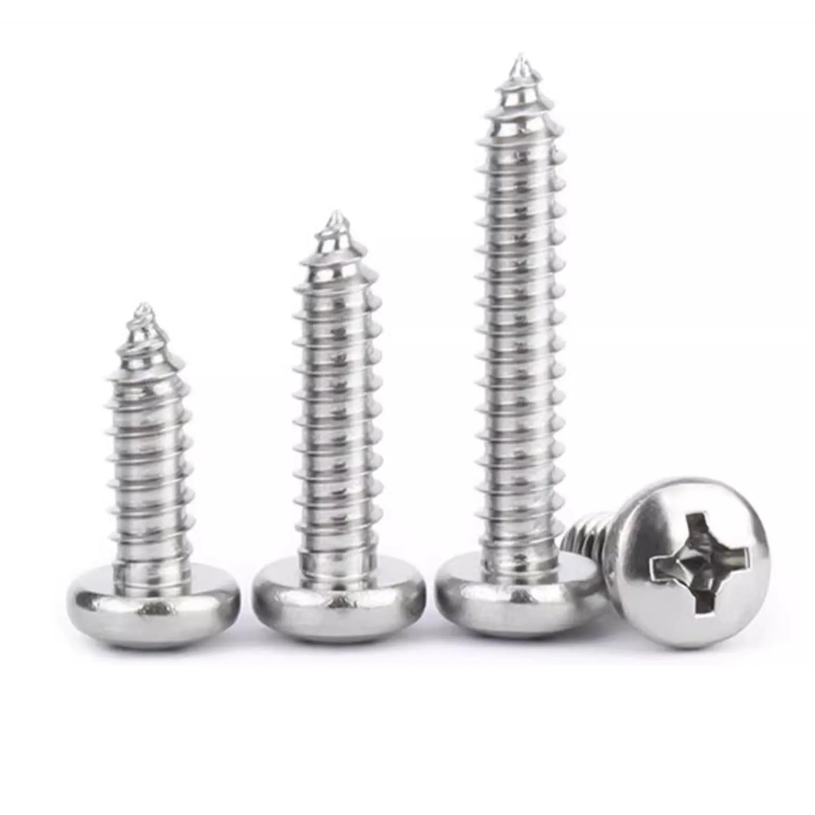 50pcs M1 M1.2 M1.4 M1.7 M1.8 M2 M2.2 M2.3 M2.6 GB845 304 stainless steel Cross Phillips Pan Round Head Self tapping Wood Screw