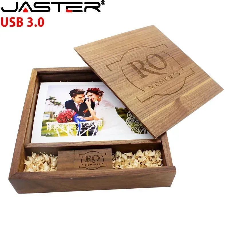 5PCS/LOT Pen Drive Free Custom Logo USB 3.0 Maple Photo Album Wooden Box USB Flash Drives 128GB Photography Stick 170*170*35mm