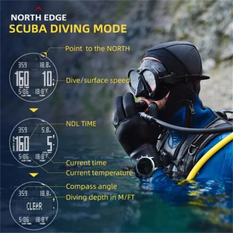 Men\'s Outdoor Sports Waterproof Intelligent Diving Computer Watch Height Pressure Compass Temperature Electronic Watch