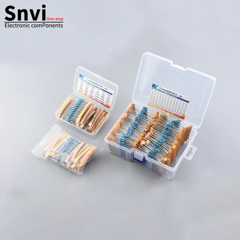 1/2W Metal Film Resistors Kit 300Pcs/Pack 1300Pcs  1 10 220 330 470 1K 4.7K 10K Ohm 1% High Precision Resistance Set Assortment