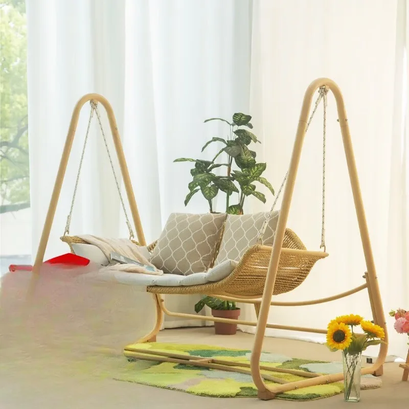 

Outdoor courtyard rattan swing, outdoor double hammock, small courtyard Internet celebrity garden hanging chair