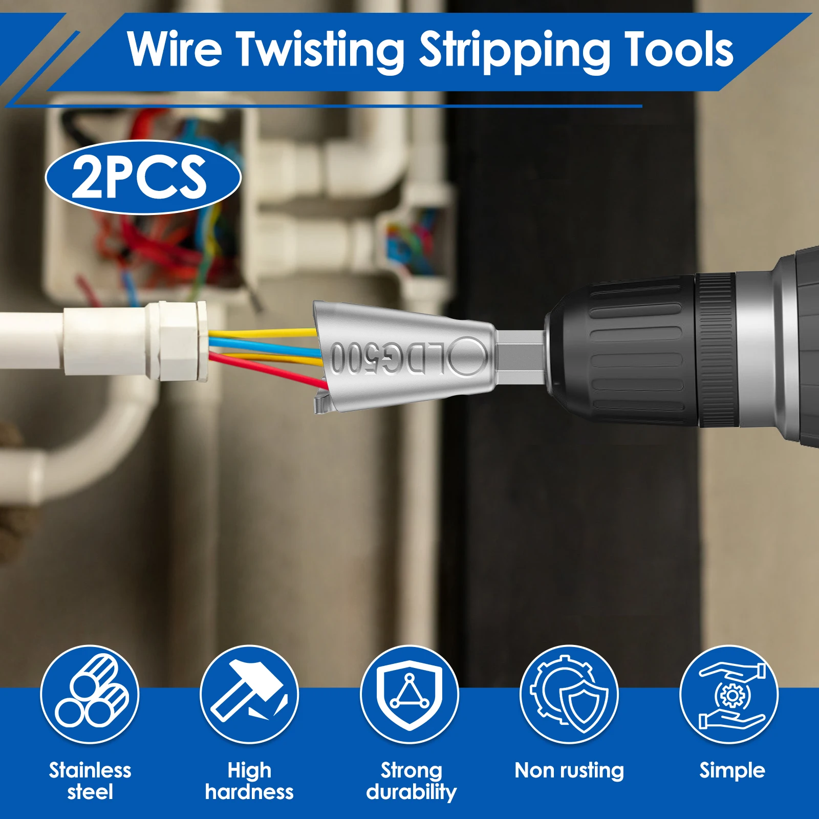 Set Hexagonal Wire Twisting Tools Handle Electrician 1.5-6 Square 2-6 Way Twister Wire for Power Drill Drivers Quickly Twister