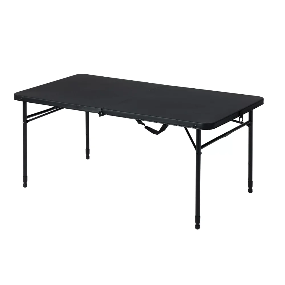 Mesa plegable de 4 pies plegable en medio, mesa ajustable de color negro intenso, mesa de Picnic para acampar, novedad