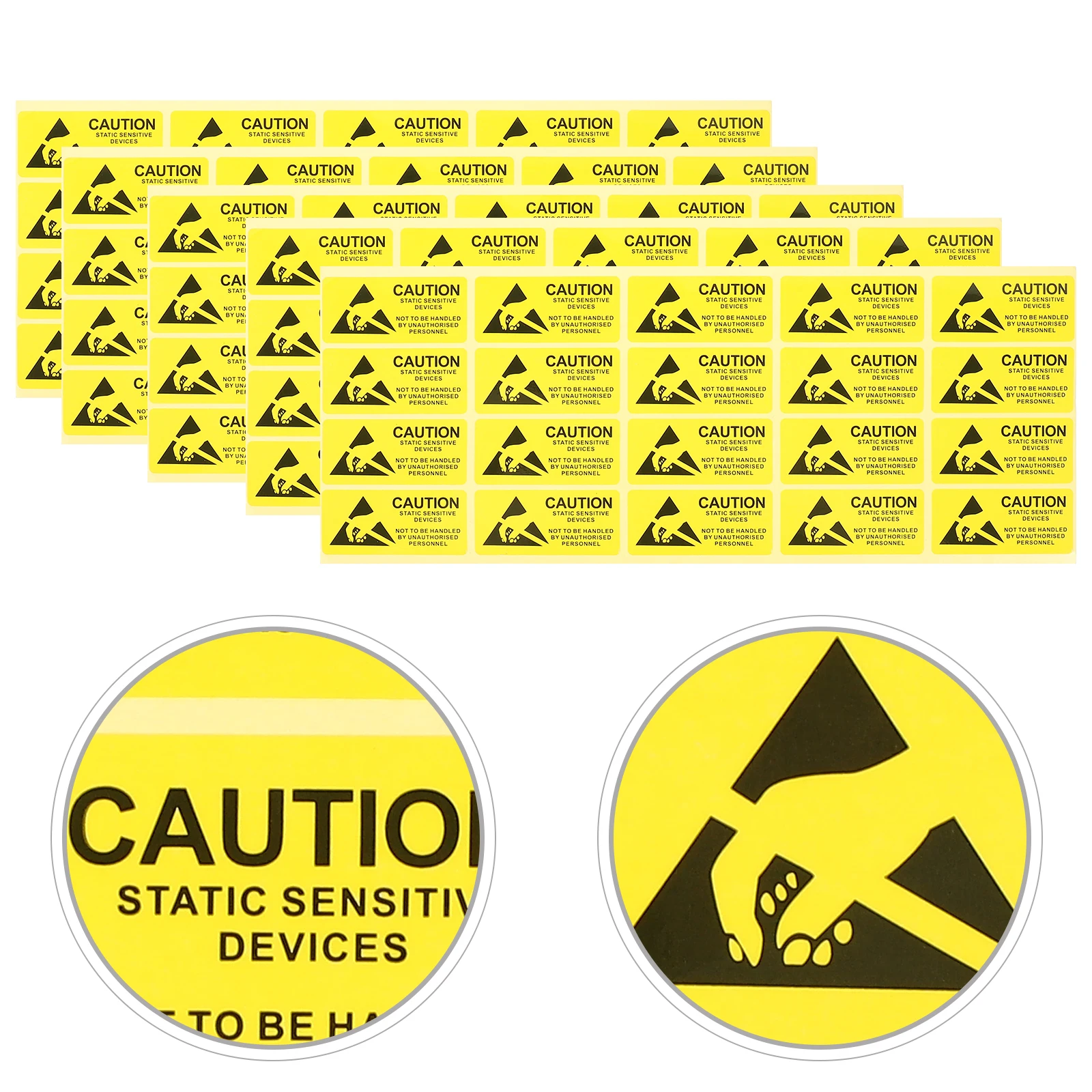 

450Pcs 55x25mm Anti-Static Warning Stickers for School Office Building Flat Weatherproof Yellow