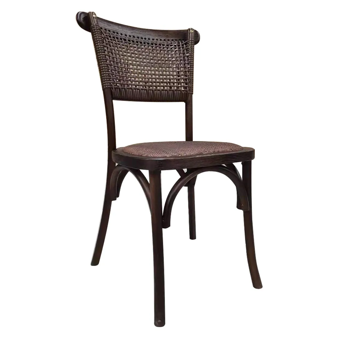 New Style Rustic Rattan Back Dining Chair Vinyard Cross Back Garden Furniture