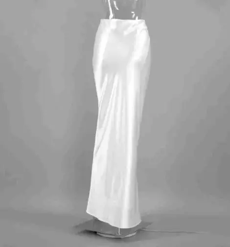 

Summer New French Banquet Satin Slim Fit Fishtail Skirt Elegant Solid Color Feminine Temperament High Waist Floor Length Skirt