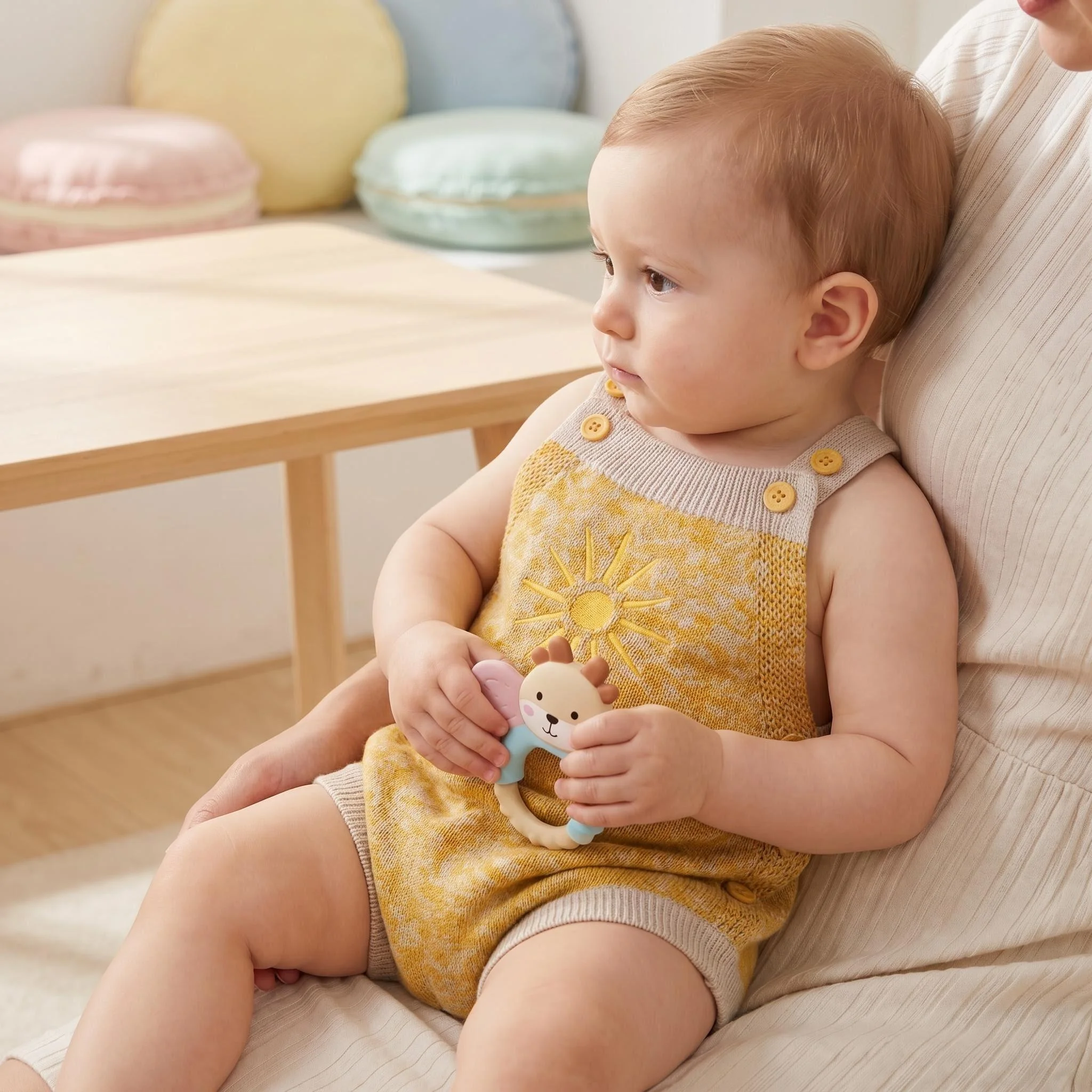 

Sunshine Romper – 100% Cotton, Waffle Knit, Sleeveless with Sun Embroidery & Adjustable Straps – Breathable & Airy to Keep Your